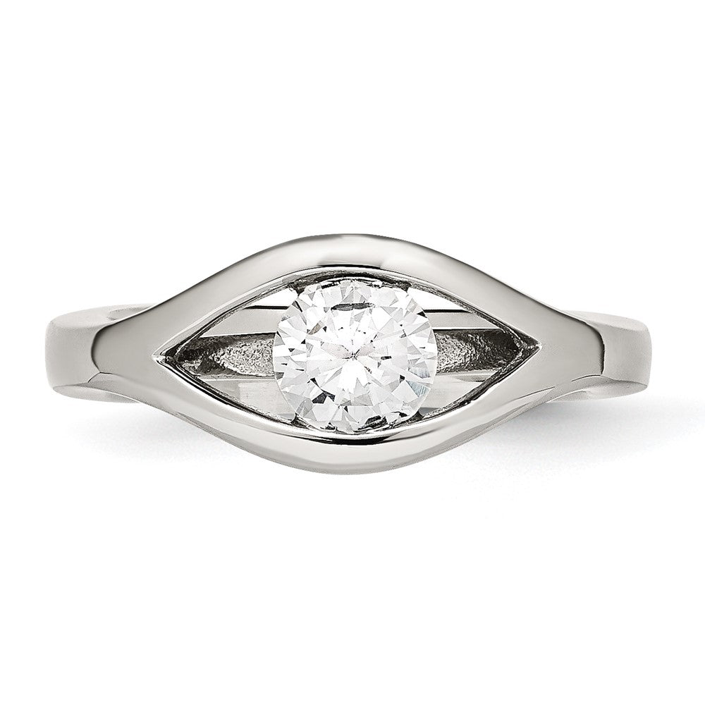 Edelstahl Poliert Zirkonia Ring