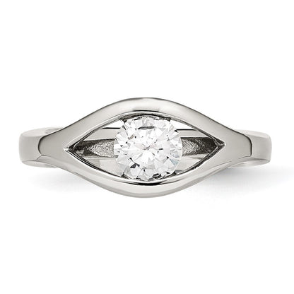 Edelstahl Poliert Zirkonia Ring