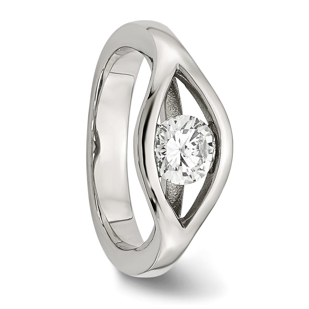Edelstahl Poliert Zirkonia Ring