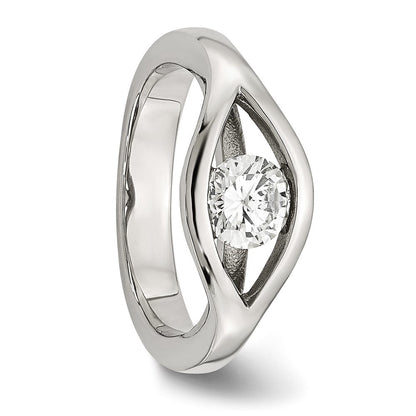 Edelstahl Poliert Zirkonia Ring