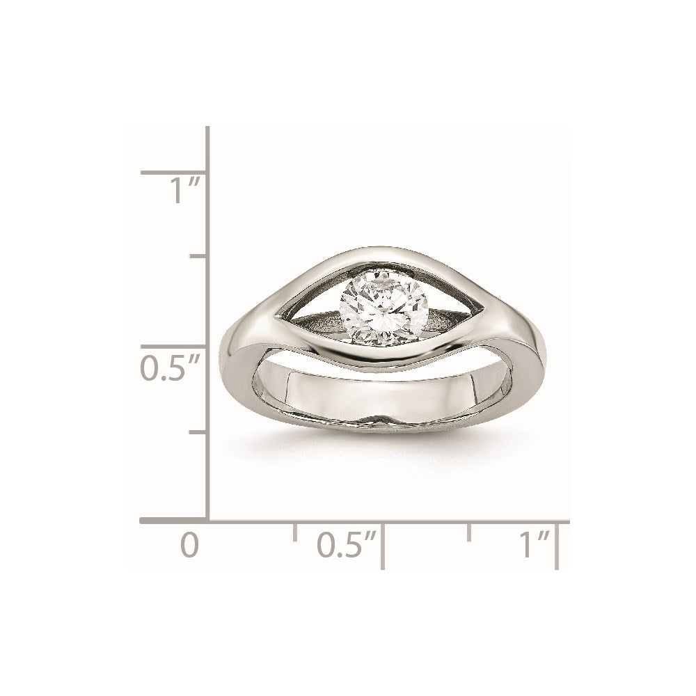 Edelstahl Poliert Zirkonia Ring