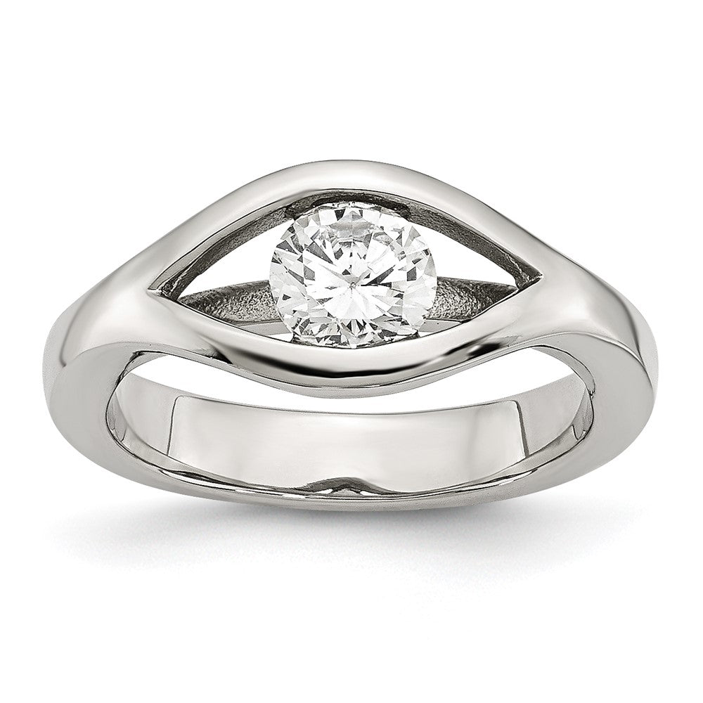 Edelstahl Poliert Zirkonia Ring
