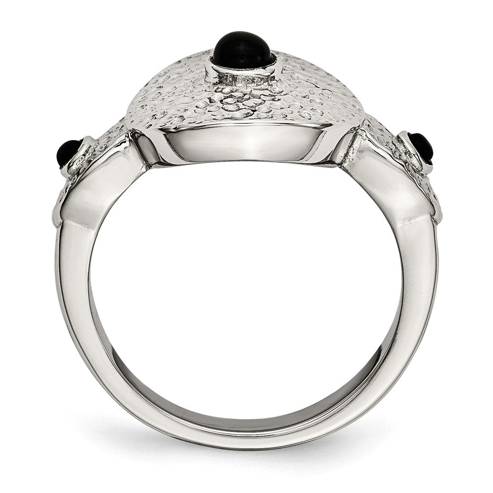Edelstahl Poliert und Strukturiert Schwarz Onyx Ring
