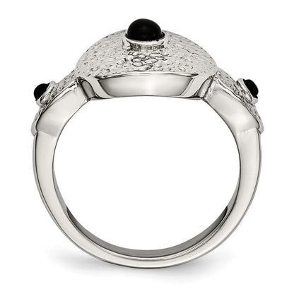 Edelstahl Poliert und Strukturiert Schwarz Onyx Ring