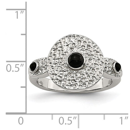 Edelstahl Poliert und Strukturiert Schwarz Onyx Ring