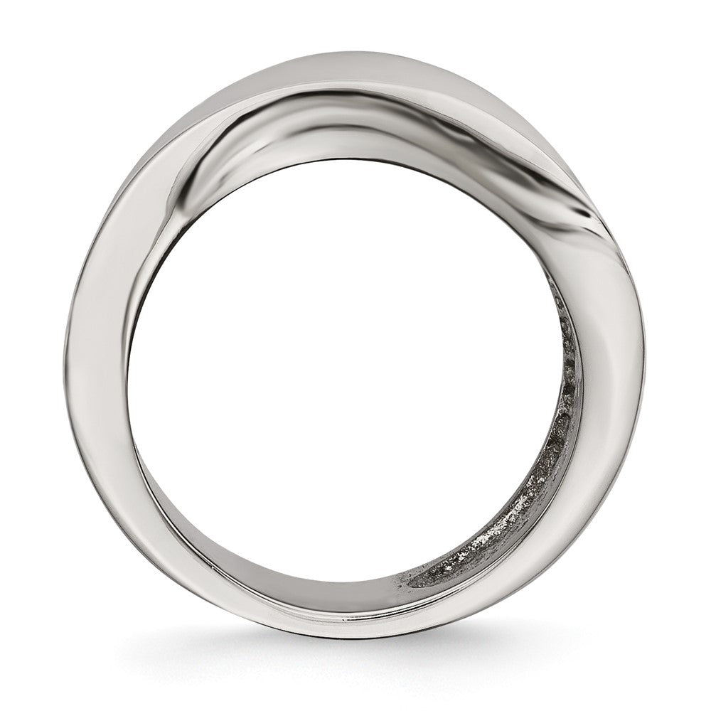 Edelstahl Poliert Welle Ring (size 6 Nur)