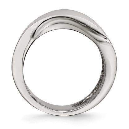 Edelstahl Poliert Welle Ring (size 6 Nur)
