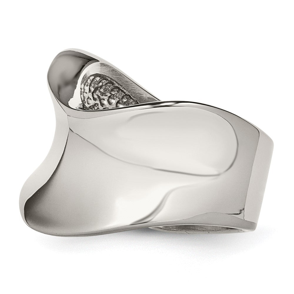 Edelstahl Poliert Welle Ring (size 6 Nur)