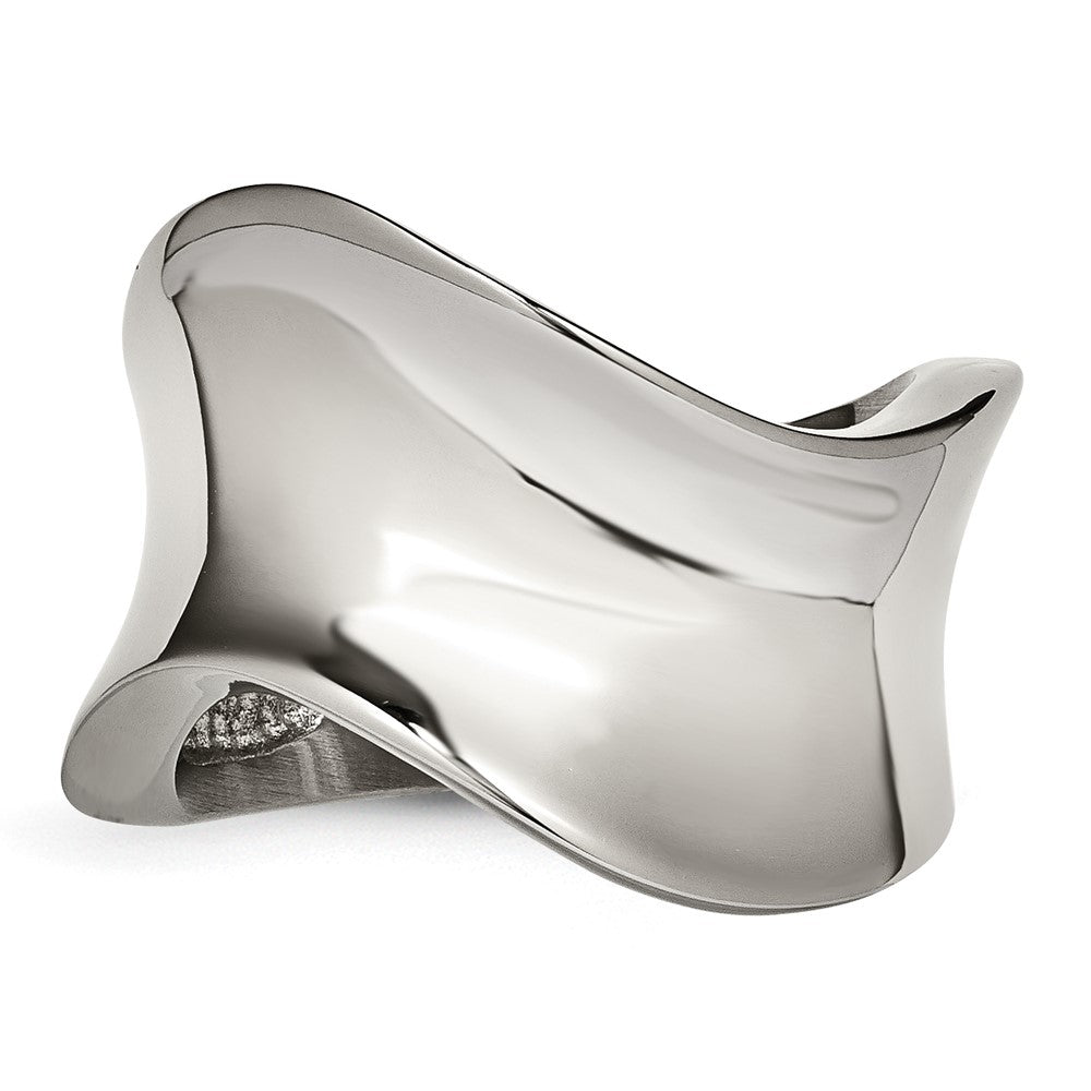 Edelstahl Poliert Welle Ring (size 6 Nur)