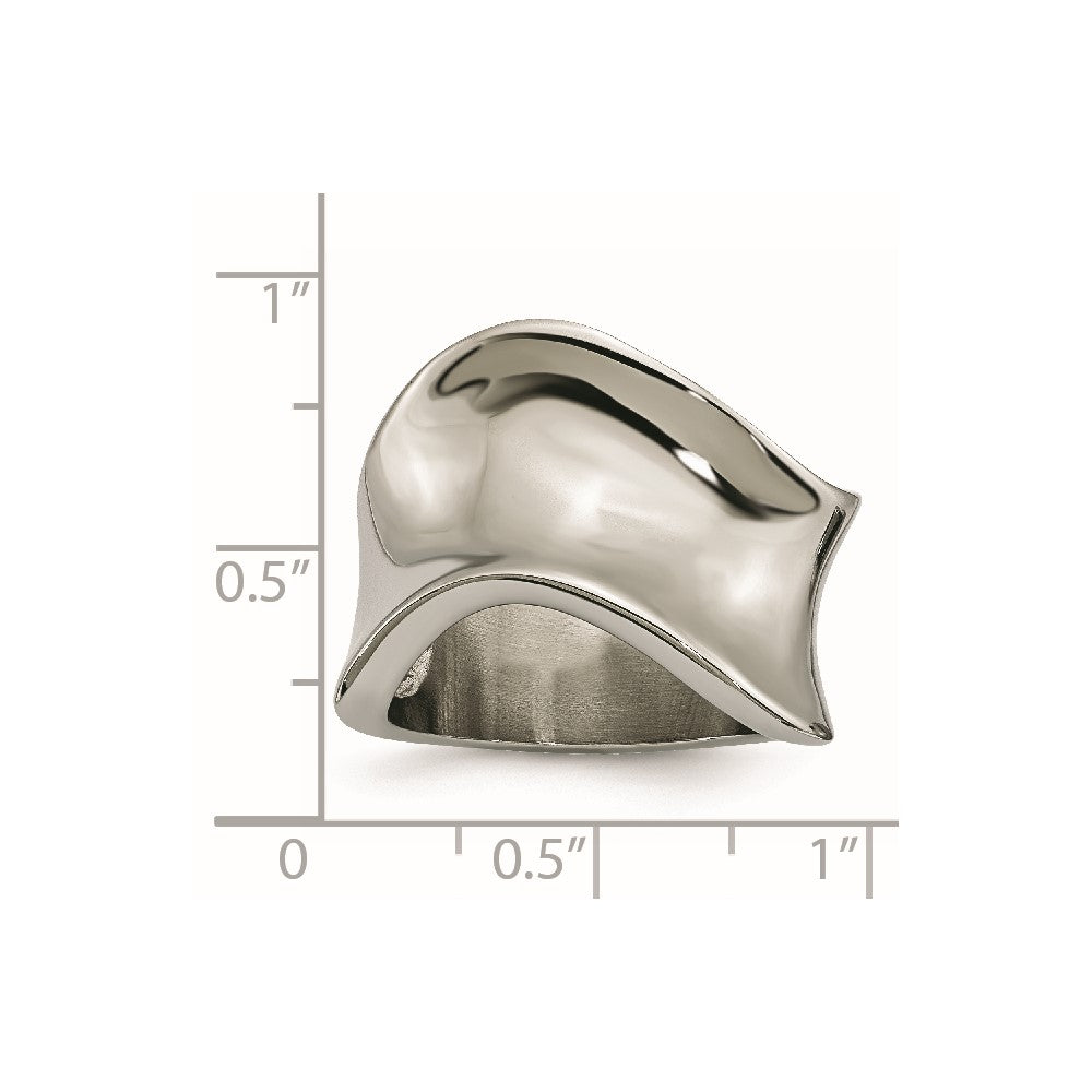 Edelstahl Poliert Welle Ring (size 6 Nur)