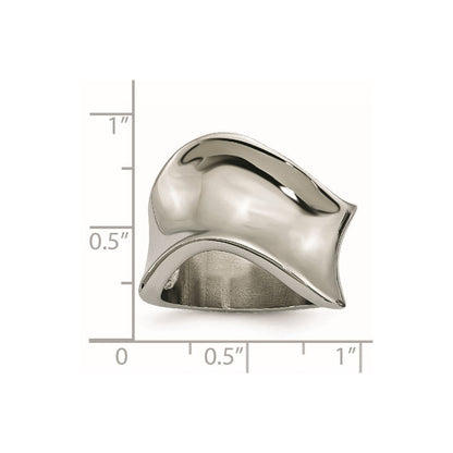 Edelstahl Poliert Welle Ring (size 6 Nur)