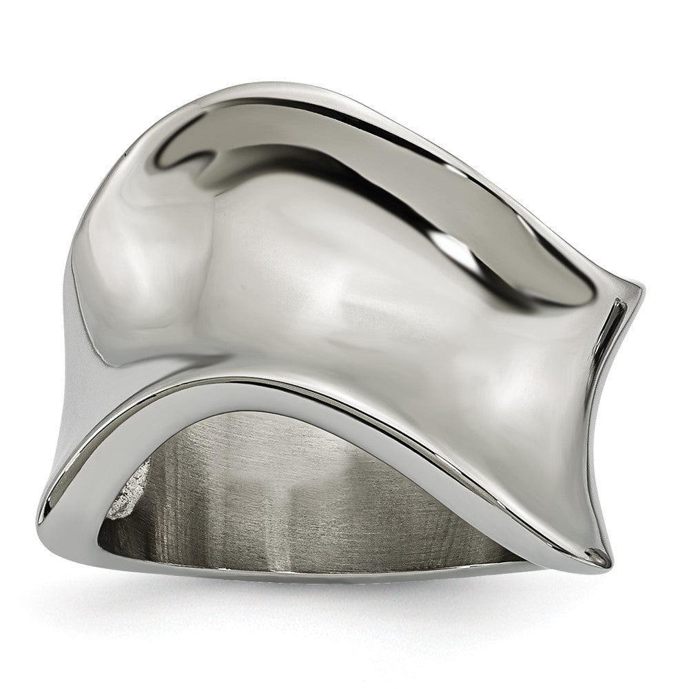 Edelstahl Poliert Welle Ring (size 6 Nur)