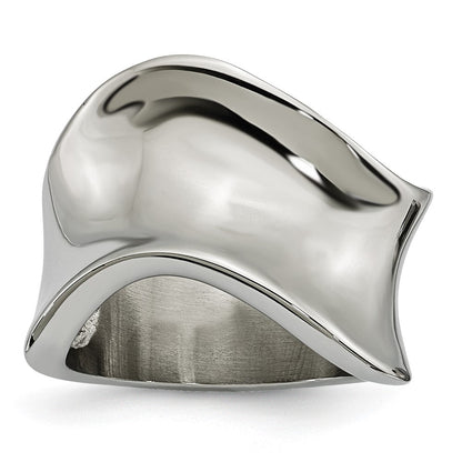 Edelstahl Poliert Welle Ring (size 6 Nur)