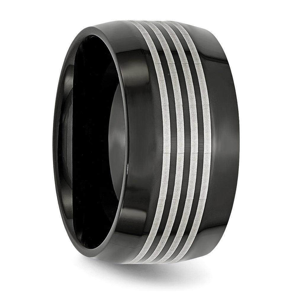 Edelstahl Poliert Schwarz Ip Beschichtet 12mm Ring