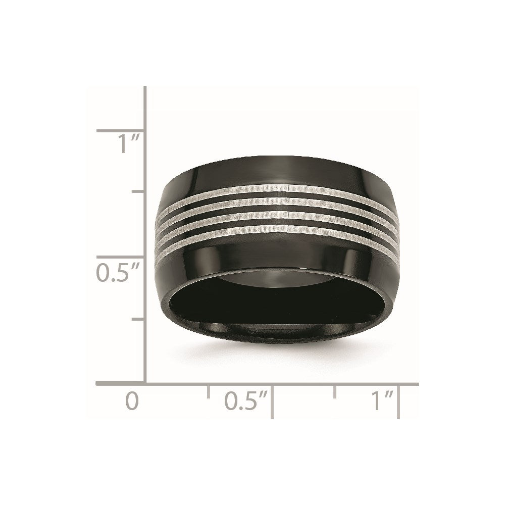 Edelstahl Poliert Schwarz Ip Beschichtet 12mm Ring