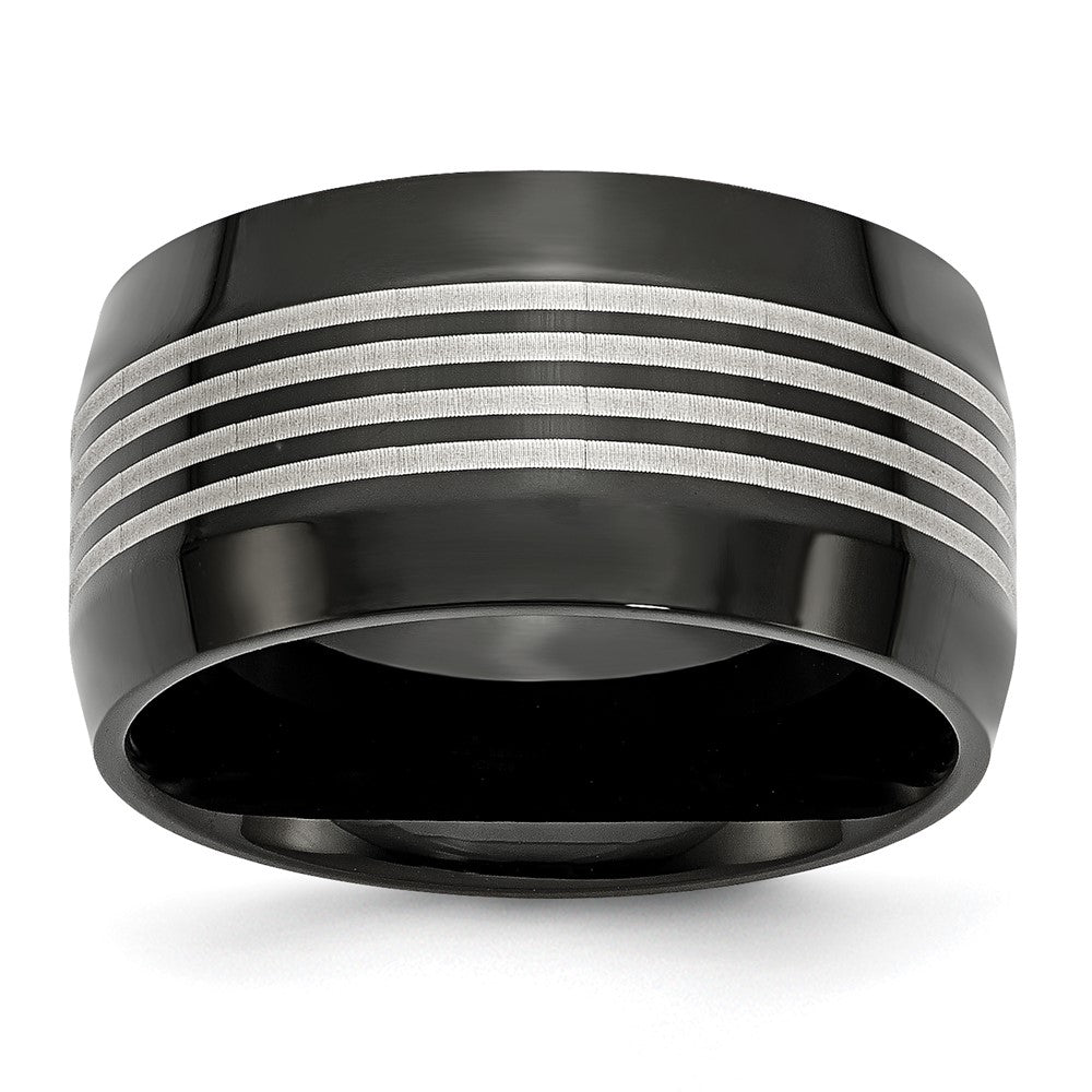 Edelstahl Poliert Schwarz Ip Beschichtet 12mm Ring