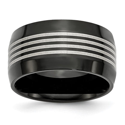 Edelstahl Poliert Schwarz Ip Beschichtet 12mm Ring
