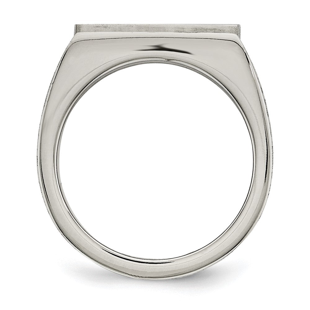 Edelstahl Gebürstet und Poliert Zirkonia Ring
