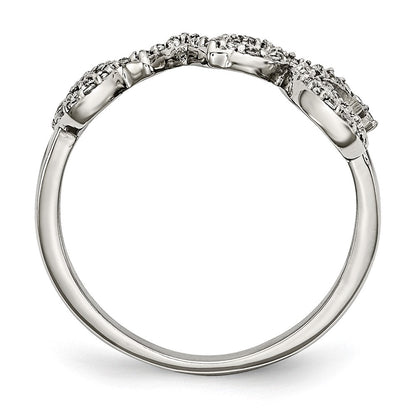Edelstahl Poliert Liebe mit Czs Ring (size 6 Nur)