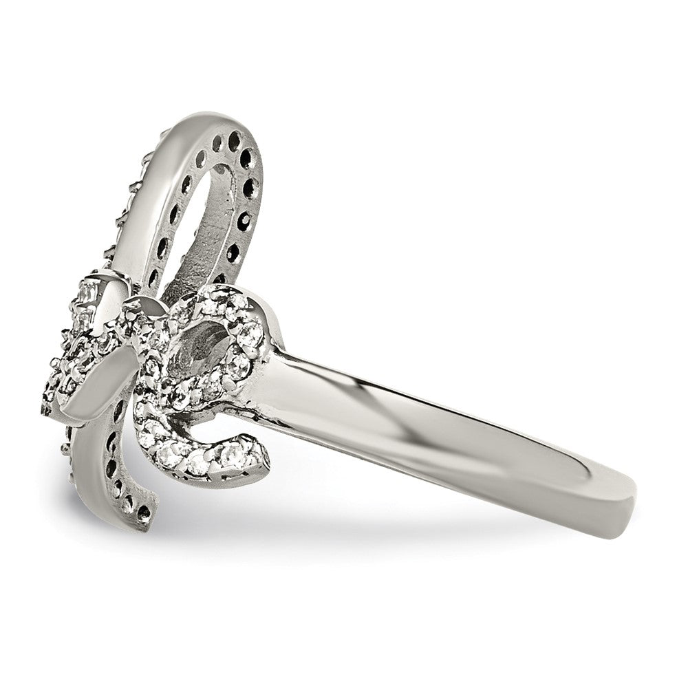 Edelstahl Poliert Liebe mit Czs Ring (size 6 Nur)