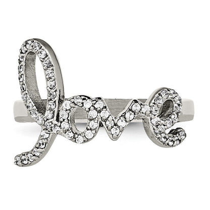 Edelstahl Poliert Liebe mit Czs Ring (size 6 Nur)