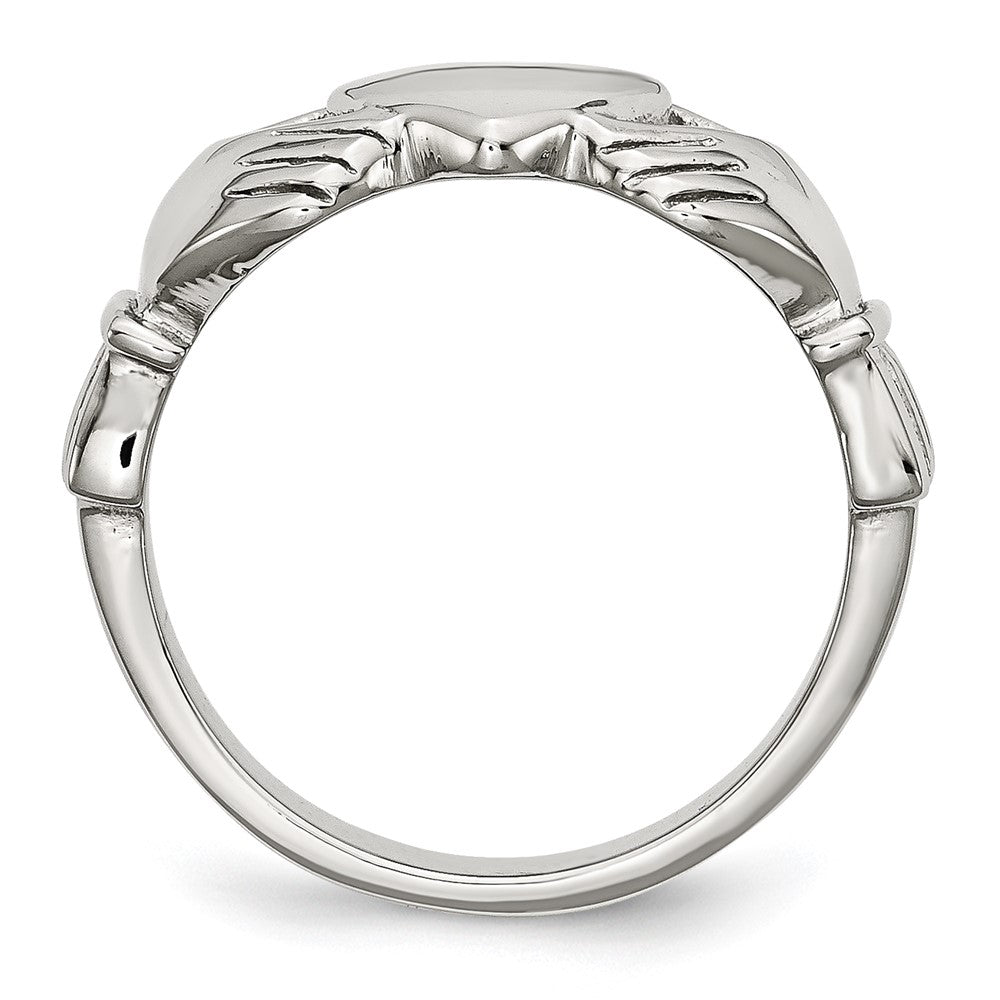 Edelstahl Poliert Claddagh Ring (size 5 Nur)