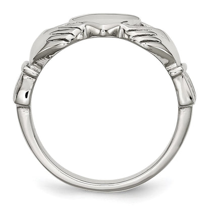 Edelstahl Poliert Claddagh Ring (size 5 Nur)