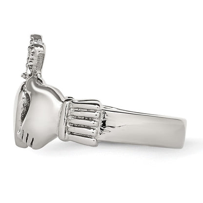Edelstahl Poliert Claddagh Ring (size 5 Nur)
