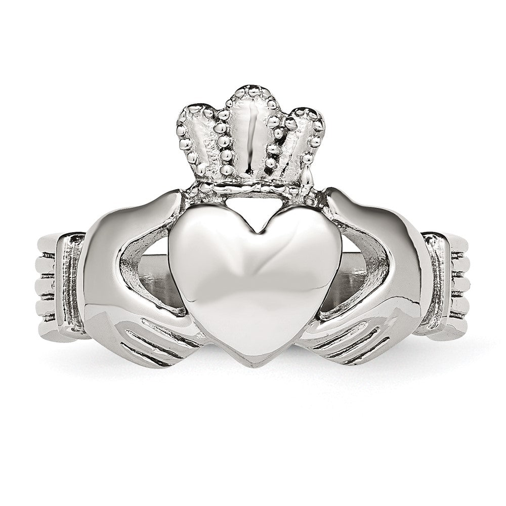 Edelstahl Poliert Claddagh Ring (size 5 Nur)