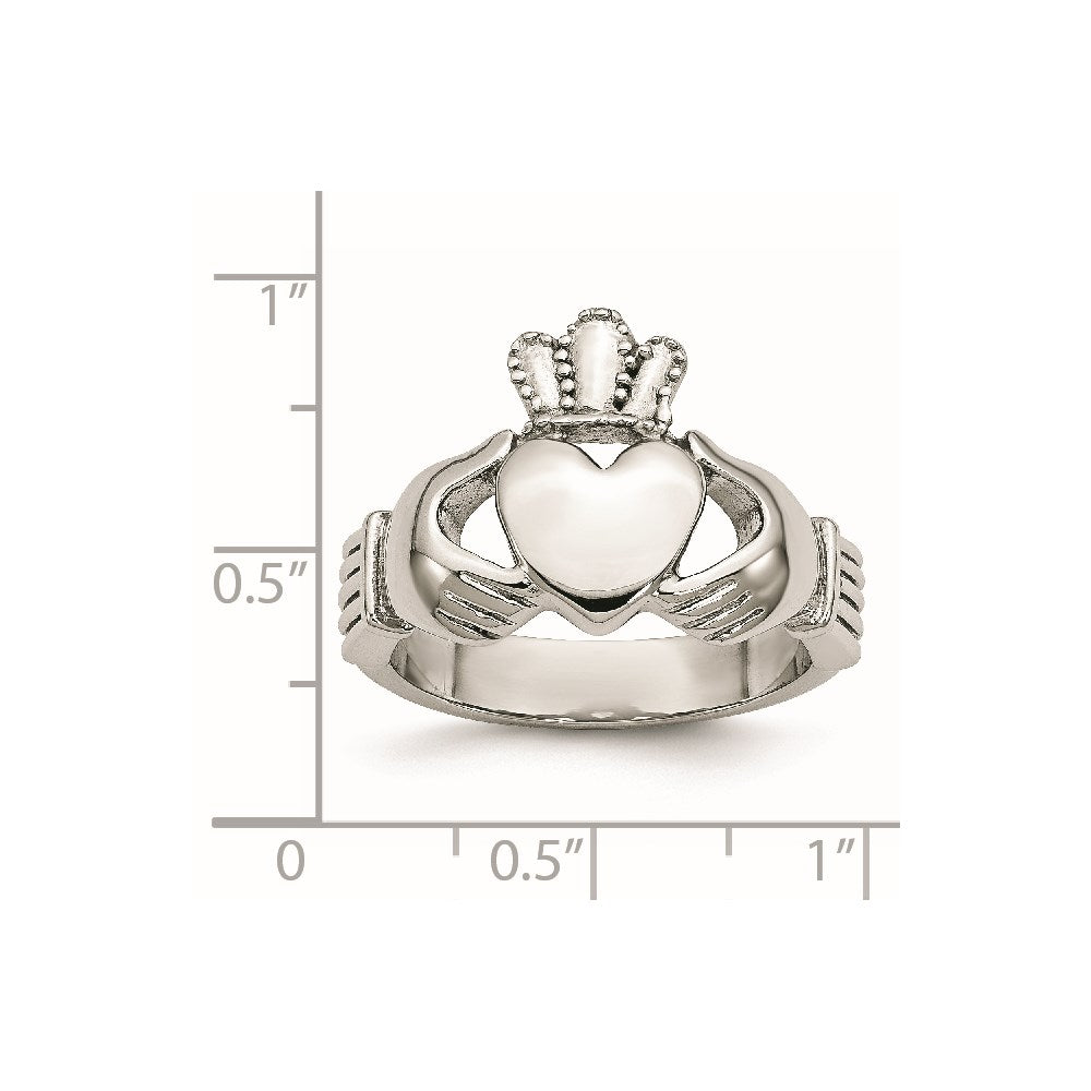 Edelstahl Poliert Claddagh Ring (size 5 Nur)
