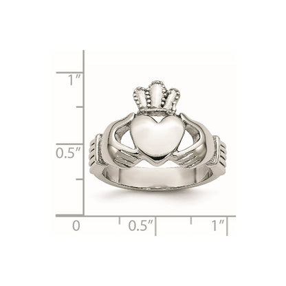 Edelstahl Poliert Claddagh Ring (size 5 Nur)