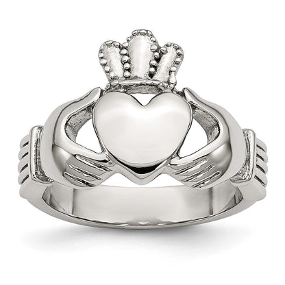 Edelstahl Poliert Claddagh Ring (size 5 Nur)