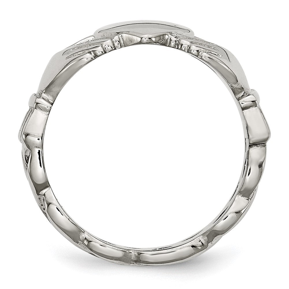 Edelstahl Poliert Geflochten Claddagh Ring