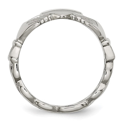Edelstahl Poliert Geflochten Claddagh Ring