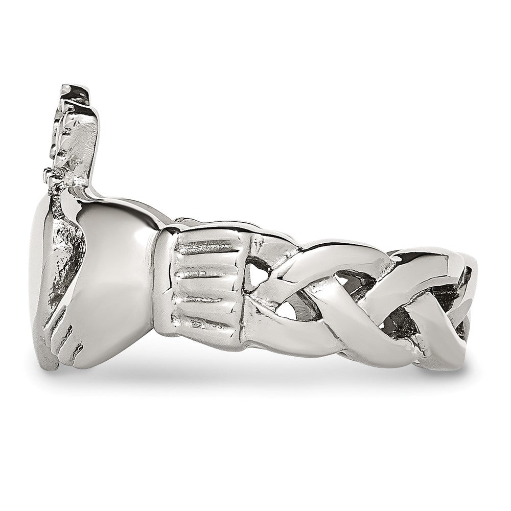 Edelstahl Poliert Geflochten Claddagh Ring