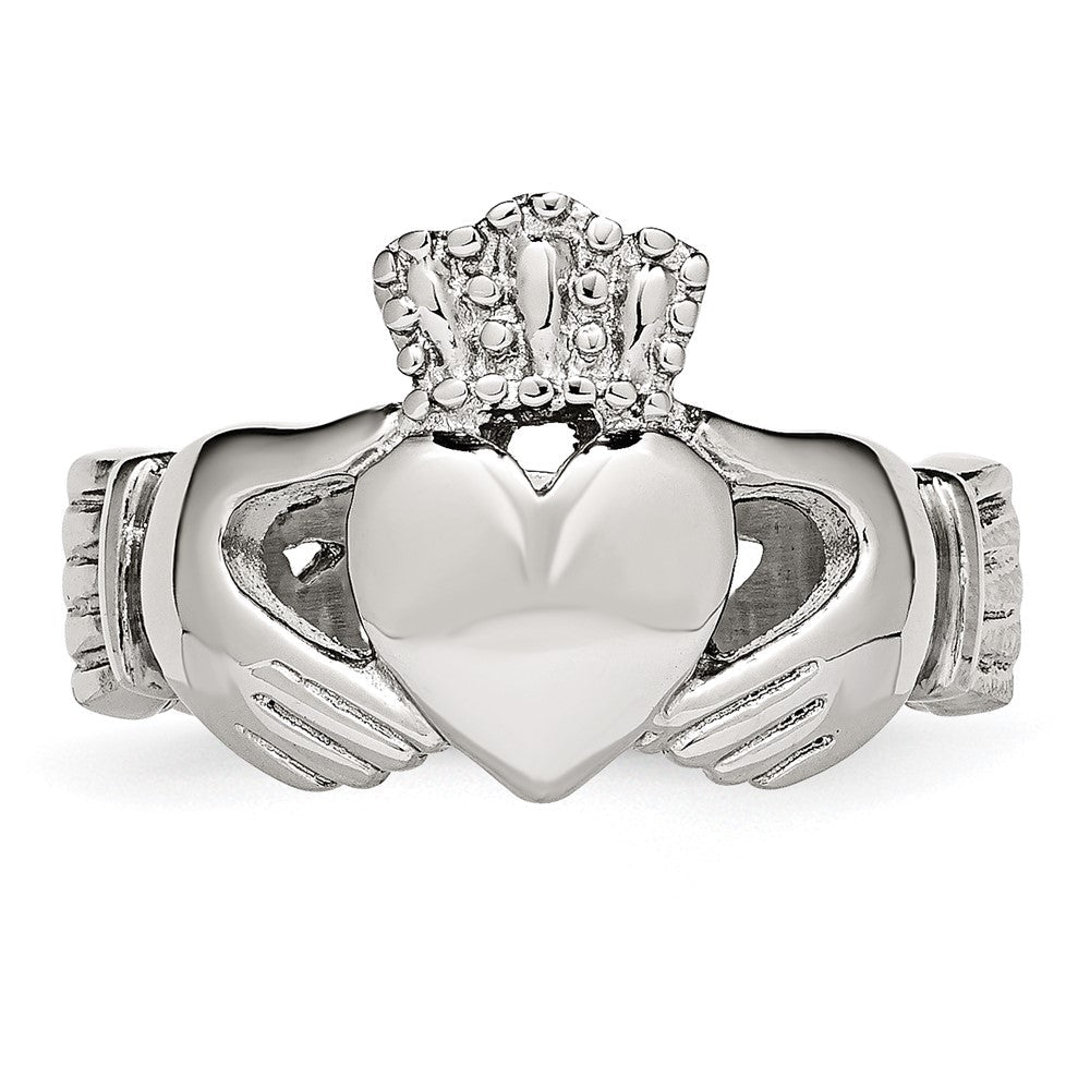 Edelstahl Poliert Geflochten Claddagh Ring