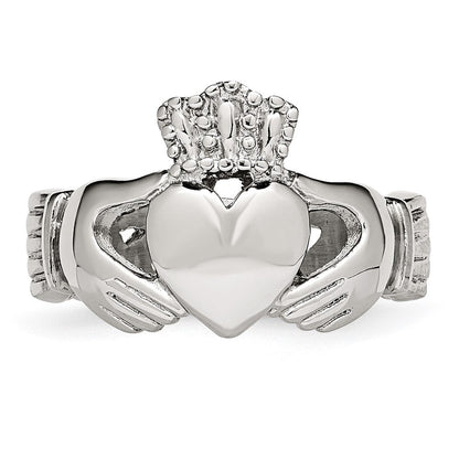 Edelstahl Poliert Geflochten Claddagh Ring