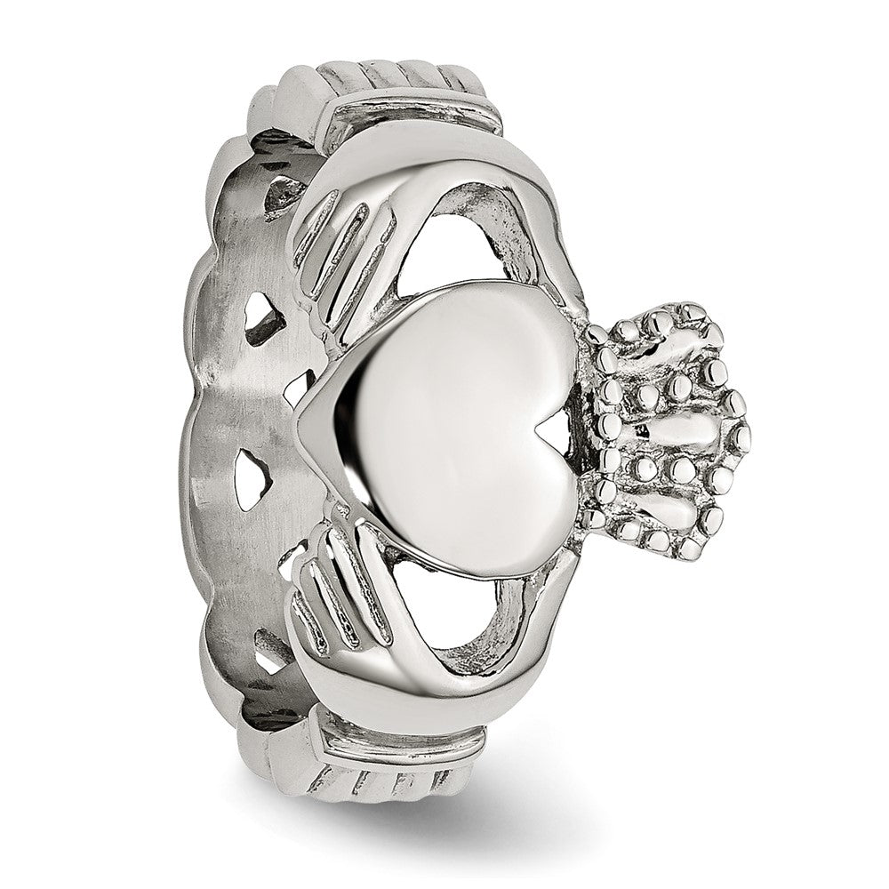 Edelstahl Poliert Geflochten Claddagh Ring
