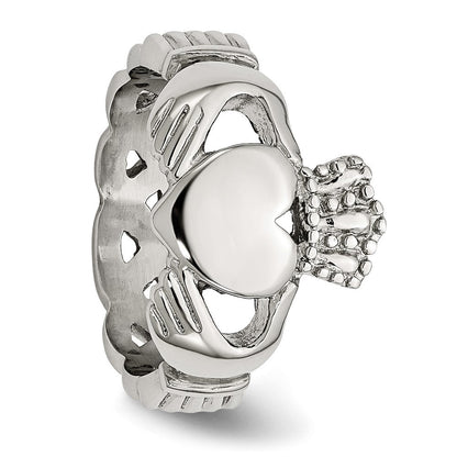 Edelstahl Poliert Geflochten Claddagh Ring