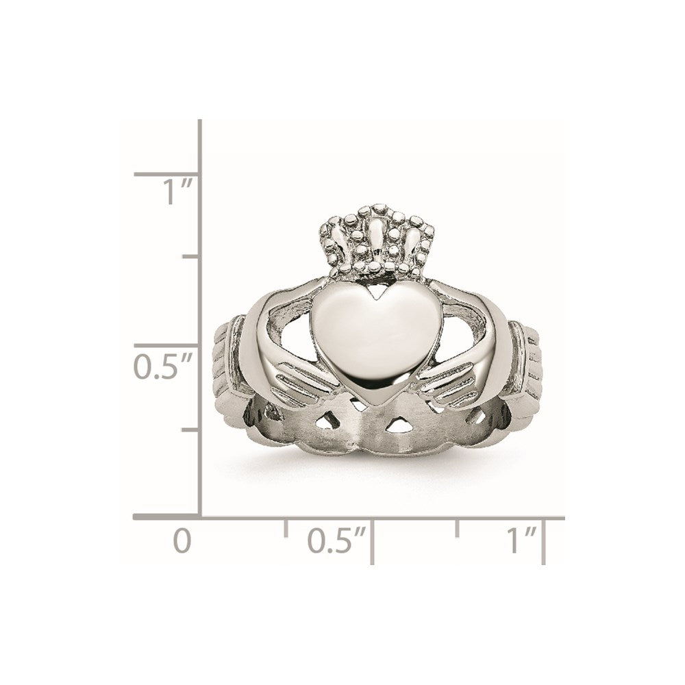Edelstahl Poliert Geflochten Claddagh Ring