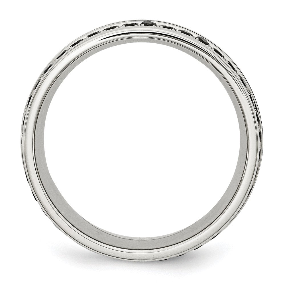 Edelstahl Poliert Schwarz Keramik Einlage Zirkonia 9mm Ring