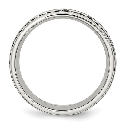 Edelstahl Poliert Schwarz Keramik Einlage Zirkonia 9mm Ring