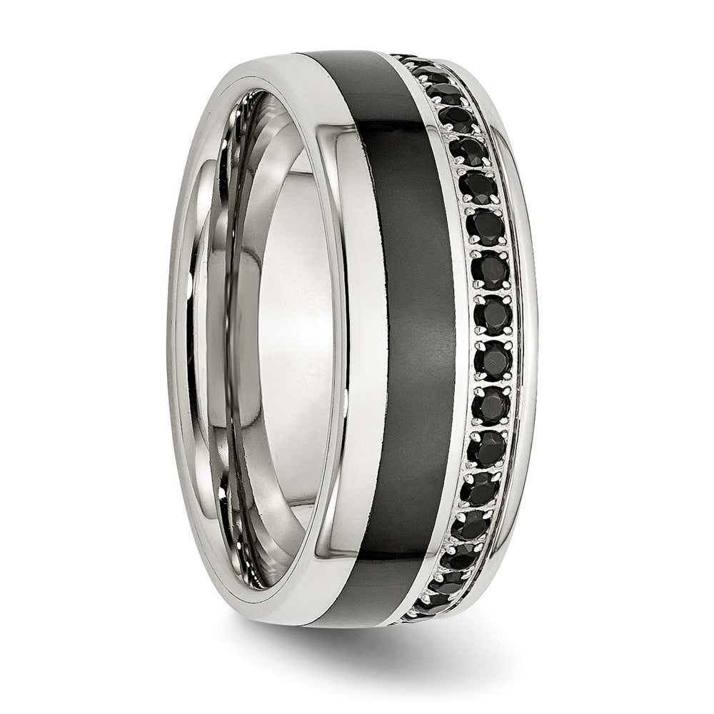 Edelstahl Poliert Schwarz Keramik Einlage Zirkonia 9mm Ring