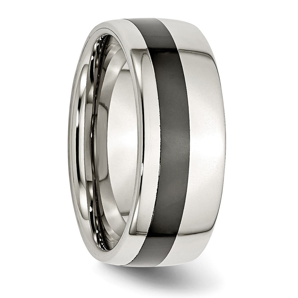 Edelstahl Poliert Schwarz Keramik Einlage 9mm Ring
