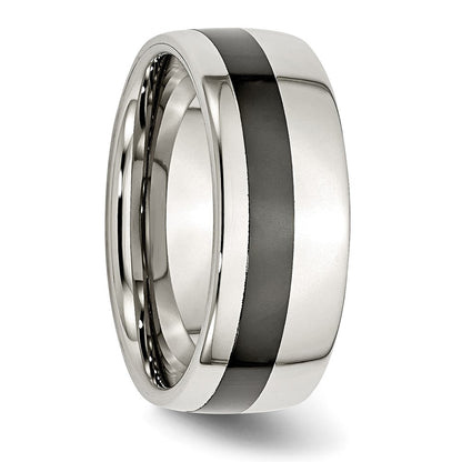 Edelstahl Poliert Schwarz Keramik Einlage 9mm Ring
