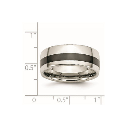 Edelstahl Poliert Schwarz Keramik Einlage 9mm Ring