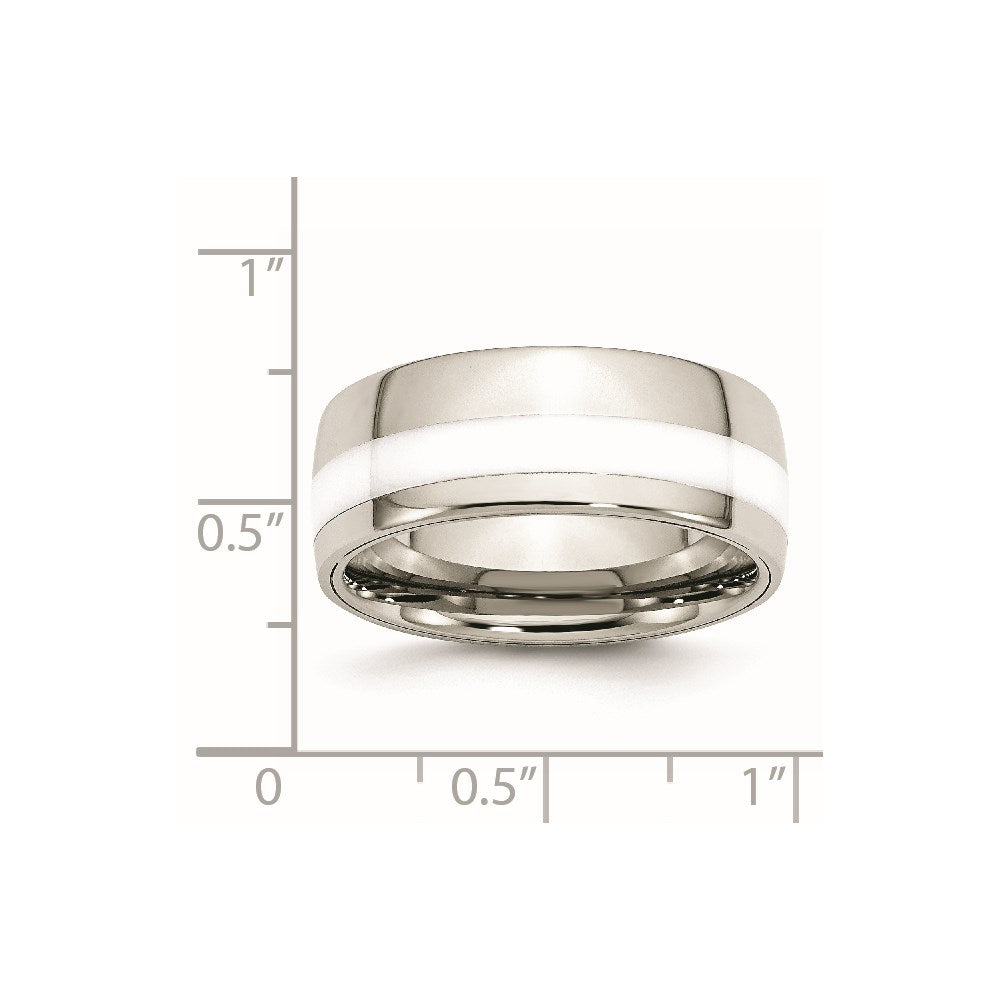 Edelstahl Poliert Weiß Keramik Einlage 9mm Ring
