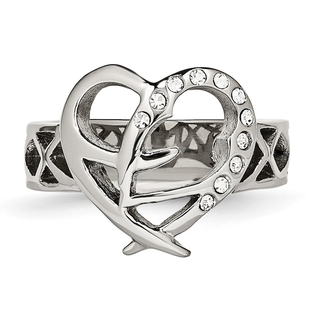 Edelstahl Zirkonia Ring (size 7 Nur)