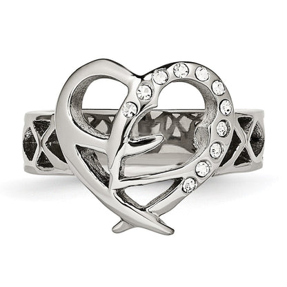 Edelstahl Zirkonia Ring (size 7 Nur)