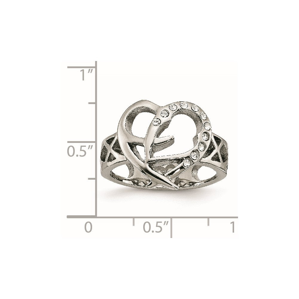 Edelstahl Zirkonia Ring (size 7 Nur)